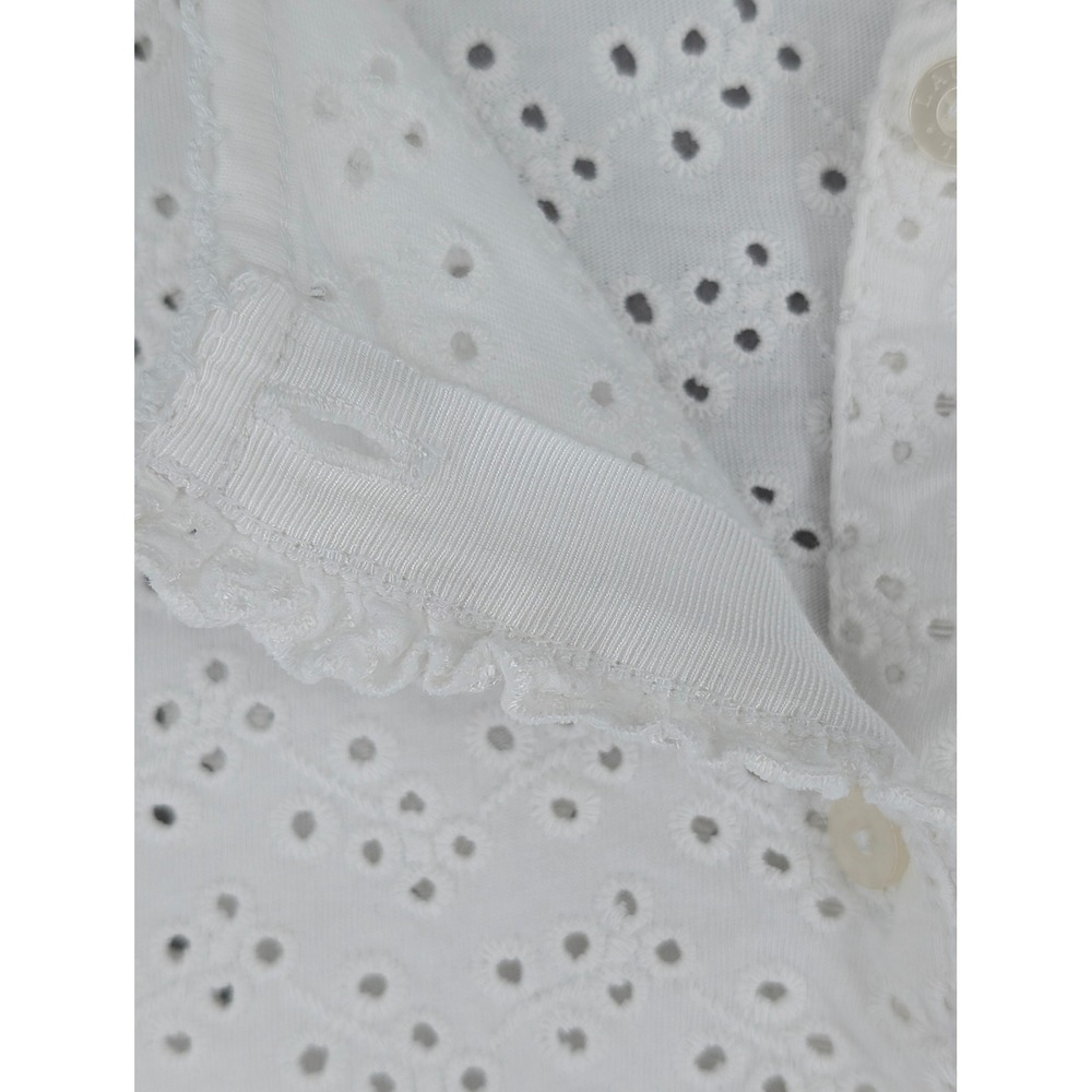 Ralph Lauren White Eyelet Lace Button Front Cardigan 3/4 Sleeve Top Cottagecore - Picture 4 of 7